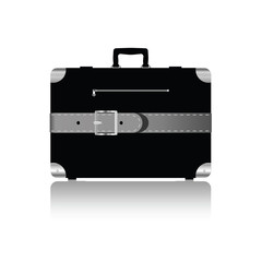 travel suitcase with silver belts illustration