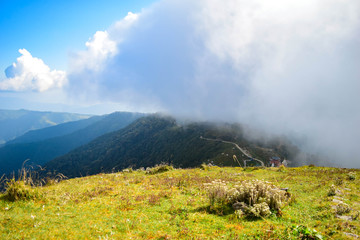 Mountain landscape on the way to Timling, Nepal