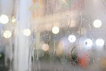 Raindrops on the glass door