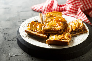 Apple pie with nuts, spices and marmalade
