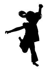 Fototapeta na wymiar Adorable little girl silhouette isolated on white background