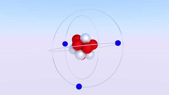 3d model of the nucleus of an atom with protons and neutrons surrounded by orbiting electrons 