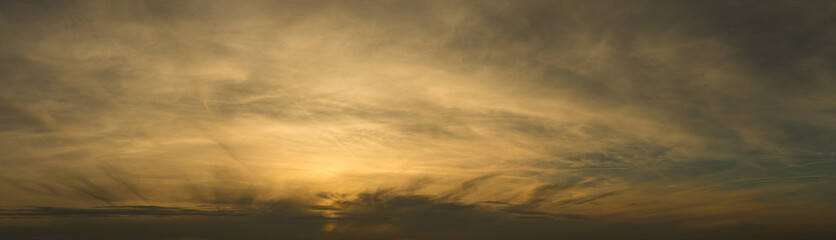Panorama cloudy sky at sundown