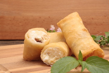 Spring rolls with cottage cheese