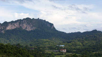 Landscape of the countryside with a difference of heights in the rainforest