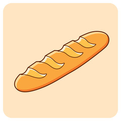 Baguette bread icon isolated.