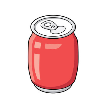 Red Cola Or Soda Soft Drink Can Isolated.