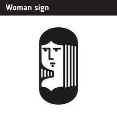 Sign woman in modern style, card heroes