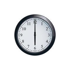 Wall clock set at 6 o'clock