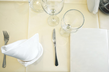 Set up restaurant table - menu, luxury