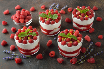 Raspberry cheesecake in a glass