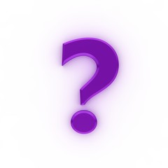 question mark 3d colored purple violet lila interrogation point punctuation mark asking sign isolated on white background in high resolution for business presentation and print