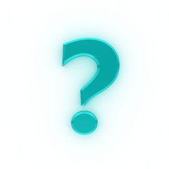 question mark 3d colored cyan turquoise interrogation point punctuation mark asking sign isolated on white background in high resolution for business presentation and print