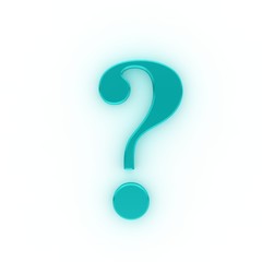 question mark 3d colored cyan turquoise interrogation point punctuation mark
