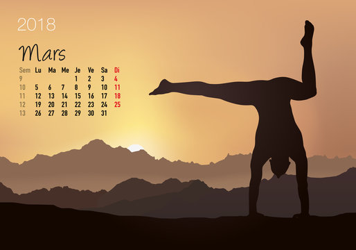 CALENDRIER - 2018 - Yoga - Zen - Mars