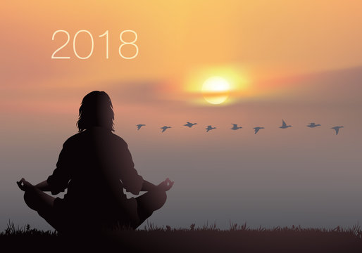 CALENDRIER - 2018 - Yoga - Zen - Couverture - carte de vœux