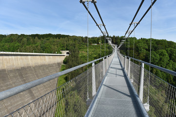 Fototapeta na wymiar Hängebrücke an der Rappbodetalsperre