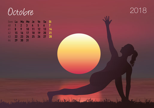 CALENDRIER - 2018 - Yoga - Zen - Octobre