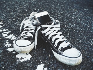 Sneakers with smart phone