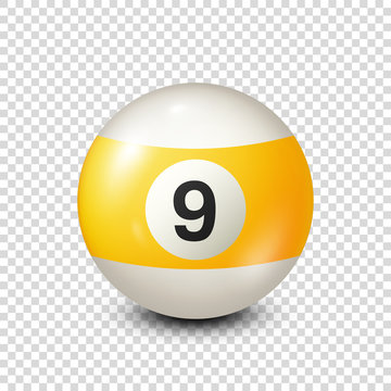 Vecteur Stock Billiard,yellow pool ball with number 9.Snooker. Transparent  background.Vector illustration. | Adobe Stock