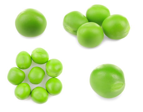 Tasty green peas on white background