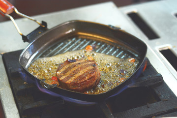 Fried meat stake - cuisine, food, vegetables