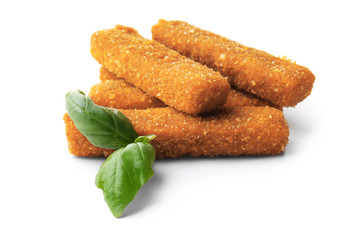 Cheese sticks on white background