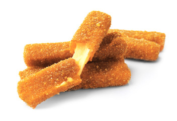 Cheese sticks on white background