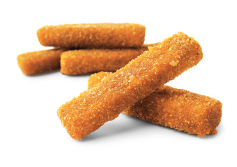 Cheese sticks on white background