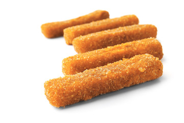 Cheese sticks on white background