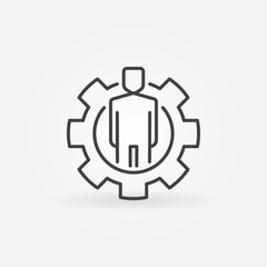 Man in gear outline icon