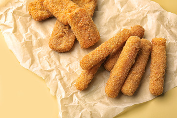 Cheese sticks on table