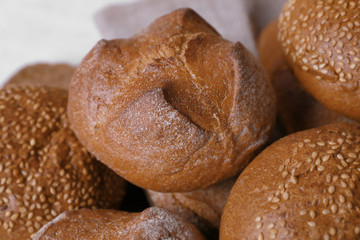 Loaves of delicious rye bread, closeup