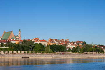Warsaw Old Town Skyline From Vistula River in Poland