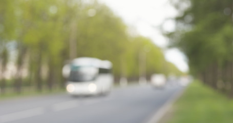 blurred background of boulevard in summer