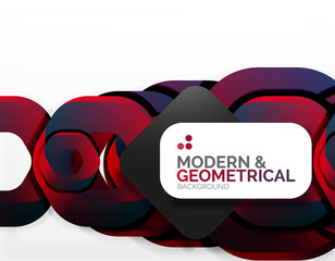 Geometric abstract background, cut chain shapes or hexagons on white