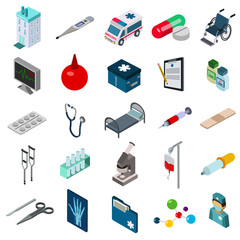 medicine icon isometric set