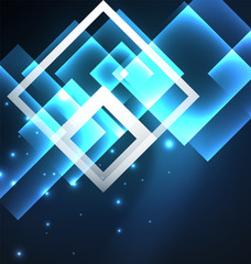 Fototapeta premium Dark background design with squares and shiny glowing effects