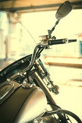 Steering wheel of a motorcycle.