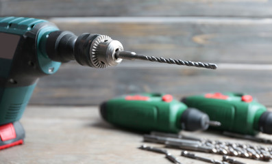 Modern drill on blurred background