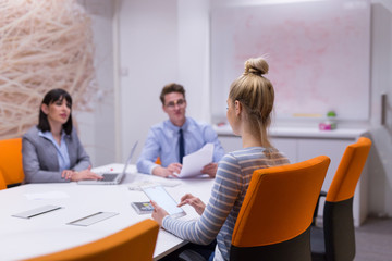 Business Team At A Meeting at modern office building