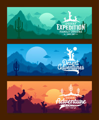 Desert adventures horizontal banner set