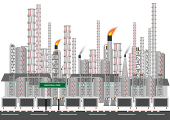 Obraz premium Factory in industrial zone on white background. Concept and idea background. Vector EPS10