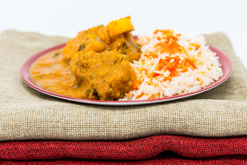 Handmade Indian curry chicken rice
