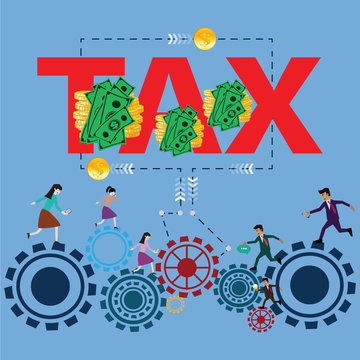 Business finance concept,Cycle's work of worker,work and pay tax - vector