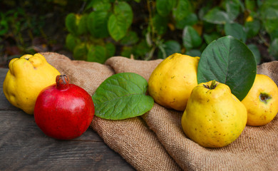 Exotic fruits on wooden table