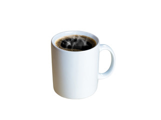 Mug or coffee cup with hot stream, isolated on white background, with clipping path