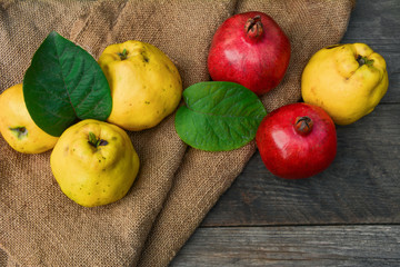 Exotic fruits on wooden table