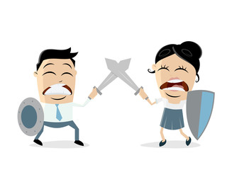 man fighting against woman