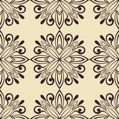 Abstract ornamental floral seamless pattern. Template can be used for fabric, textile, cloth, wrapping paper, oilcloth, and other design